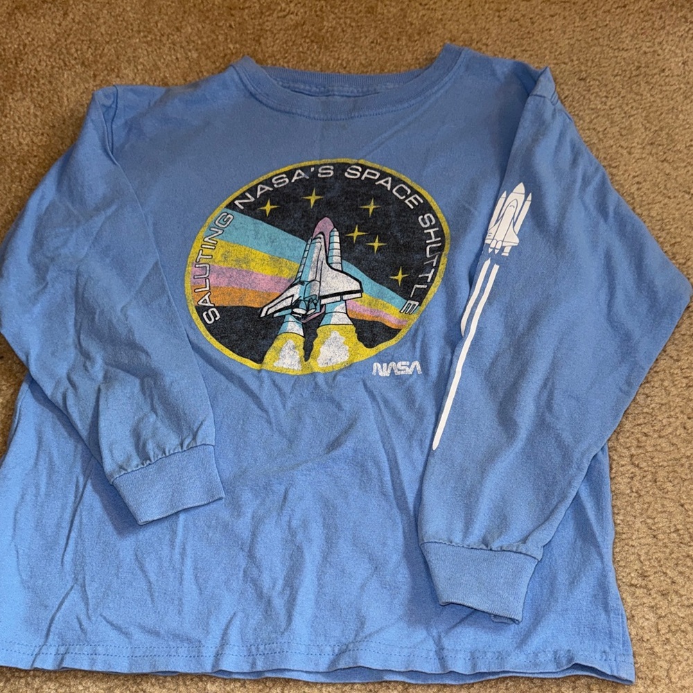 Kids Blue Long Sleeve NASA Shirt - Size Medium